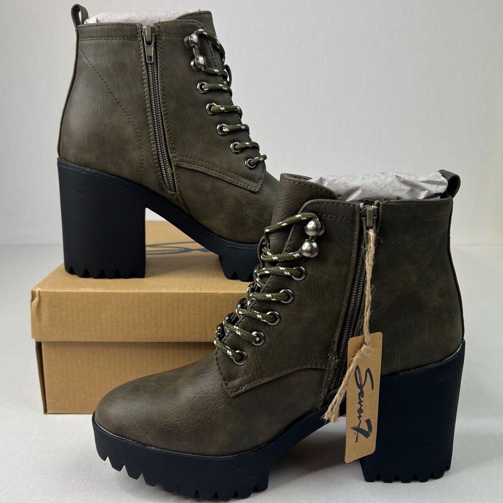 SEVEN7 Footwear Flatiron Olive Boots‎ Women's Size 9 Green No OG Box